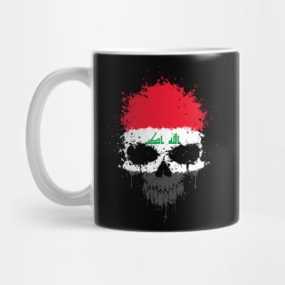 Chaotic Iraqi Flag Splatter Skull Mug